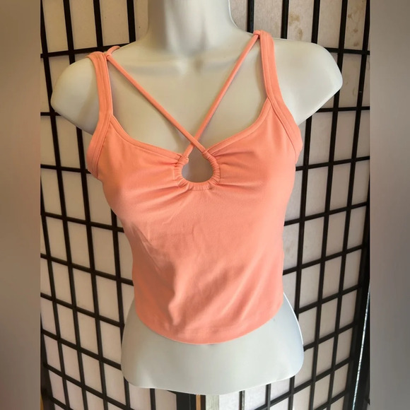 Athleta Shanti Keyhole Tank Top Womens XSmall Spring coral Crop - Picture 4 of 7